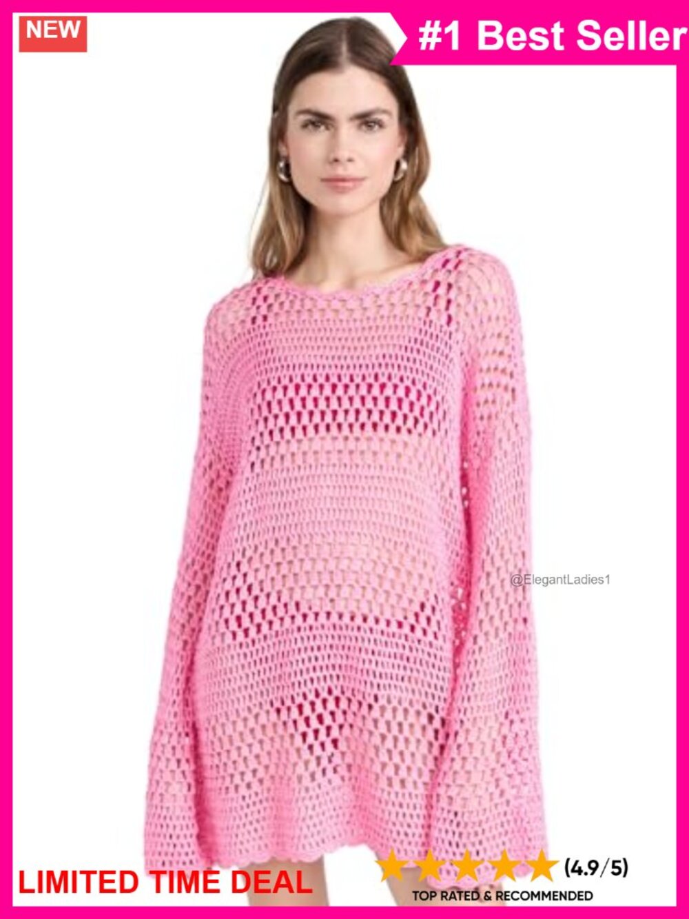 Mid-Weight Crochet Pullover Sweater with Scallop Edges and Boat Neck